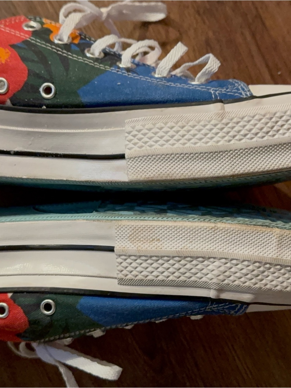 Converse Blue and White Low Top Canvas Sneakers with Multicolor Panels - Picture 6 of 9